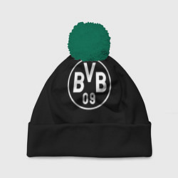 Шапка с помпоном Borussia sport fc белое лого, цвет: 3D-зеленый