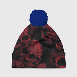 Шапка с помпоном Кровавые черепа, цвет: 3D-тёмно-синий