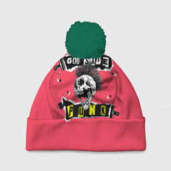 Шапка с помпоном God save pank, цвет: 3D-зеленый
