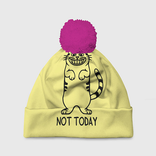 Шапка c помпоном Хитрый кот / 3D-Малиновый – фото 1