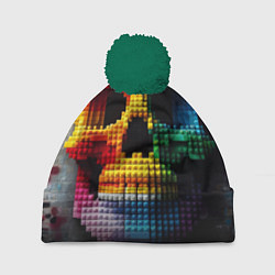Шапка с помпоном Lego skull fantasy - ai art, цвет: 3D-зеленый