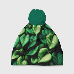 Шапка с помпоном Зеленые листья и мох, цвет: 3D-зеленый