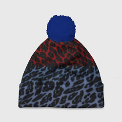 Шапка с помпоном Леопардовый стиль текстура, цвет: 3D-тёмно-синий