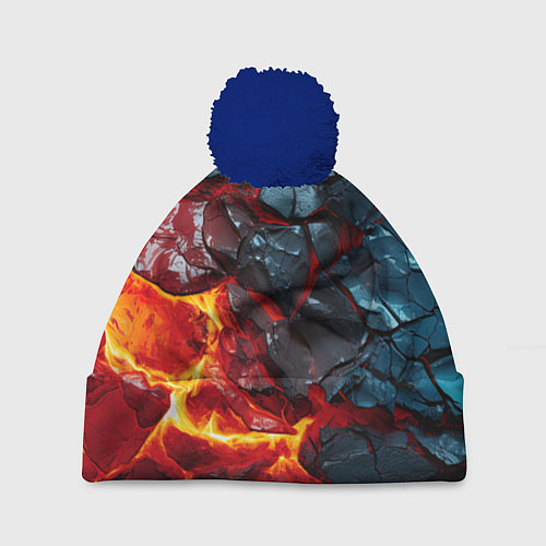 Шапка c помпоном Темная огненная плитка / 3D-Тёмно-синий – фото 1