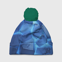 Шапка с помпоном Синие ледяные плиты с разломом, цвет: 3D-зеленый
