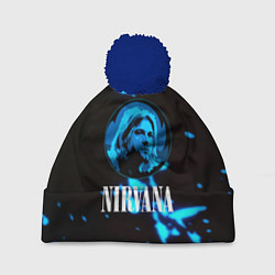 Шапка с помпоном Nirvana рок бенд краски, цвет: 3D-тёмно-синий