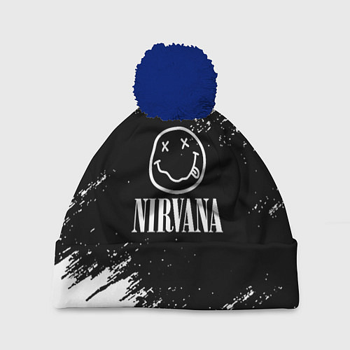 Шапка c помпоном Nirvana текустура краски / 3D-Тёмно-синий – фото 1