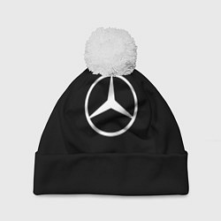 Шапка c помпоном Mercedes benz logo white
