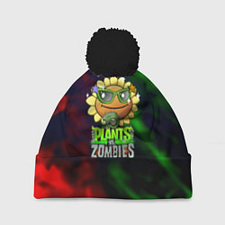 Шапка с помпоном Plants vs zombies огненный градиент, цвет: 3D-черный