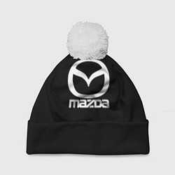 Шапка с помпоном Mazda logo white, цвет: 3D-белый