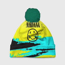 Шапка с помпоном Nirvana краски кислотные, цвет: 3D-зеленый