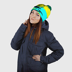 Шапка с помпоном Nirvana краски кислотные, цвет: 3D-зеленый — фото 2