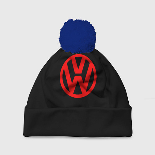 Шапка c помпоном Volkswagen red logo / 3D-Тёмно-синий – фото 1