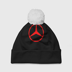 Шапка c помпоном Mercedes logo red