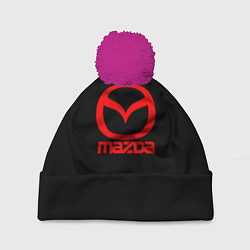 Шапка с помпоном Mazda red logo, цвет: 3D-малиновый