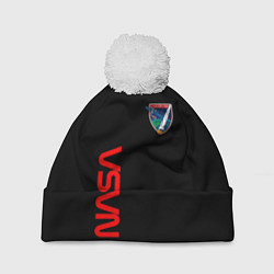 Шапка с помпоном Nasa space logo steel, цвет: 3D-белый