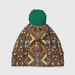Шапка с помпоном Мавританский африканский орнамент, цвет: 3D-зеленый