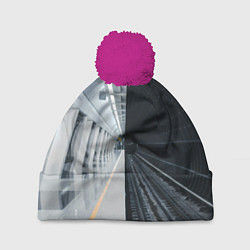 Шапка с помпоном Метро Москвы, цвет: 3D-малиновый