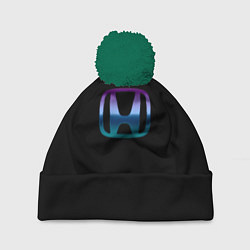 Шапка с помпоном Honda neon logo, цвет: 3D-зеленый