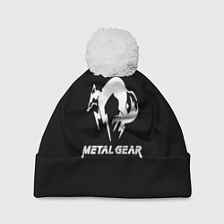 Шапка с помпоном Metal gear logo, цвет: 3D-белый