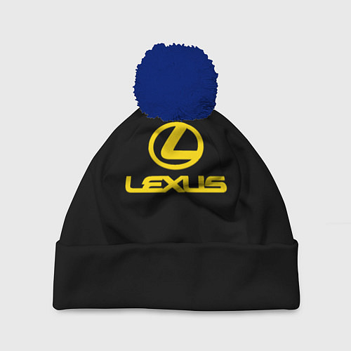 Шапка c помпоном Lexus yellow logo / 3D-Тёмно-синий – фото 1
