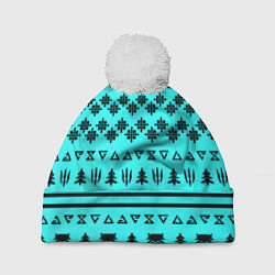 Шапка с помпоном Ведьмак зимний паттерн, цвет: 3D-белый