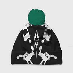 Шапка с помпоном Тест Роршаха - нейросеть, цвет: 3D-зеленый