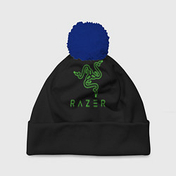 Шапка с помпоном Razer logo brend, цвет: 3D-тёмно-синий