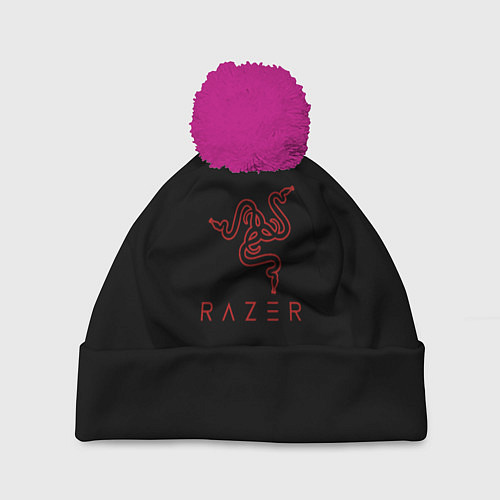 Шапка c помпоном Razer red logo / 3D-Малиновый – фото 1