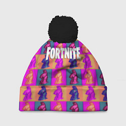 Шапка с помпоном Fortnite logo pattern game, цвет: 3D-черный