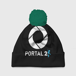 Шапка с помпоном Portal2 logo game, цвет: 3D-зеленый