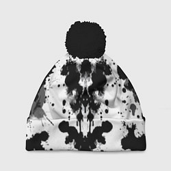 Шапка с помпоном The psychedelic Rorschach test - ai art, цвет: 3D-черный