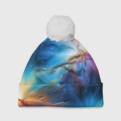 Шапка c помпоном Космический пейзаж - галактики