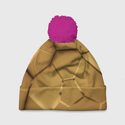 Шапка c помпоном Золотые неоновые плиты в разломе