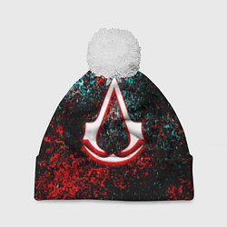 Шапка c помпоном Assassins Creed logo glitch