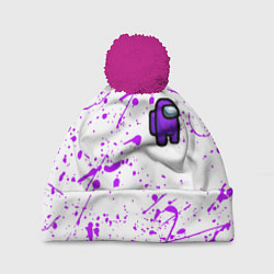 Шапка с помпоном Among us neon colors game, цвет: 3D-малиновый