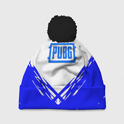 Шапка с помпоном PUBG синие краски, цвет: 3D-черный