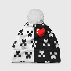 Шапка с помпоном Minecraft pattern love, цвет: 3D-белый