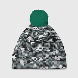 Шапка c помпоном Камуфляжные пиксели текстура