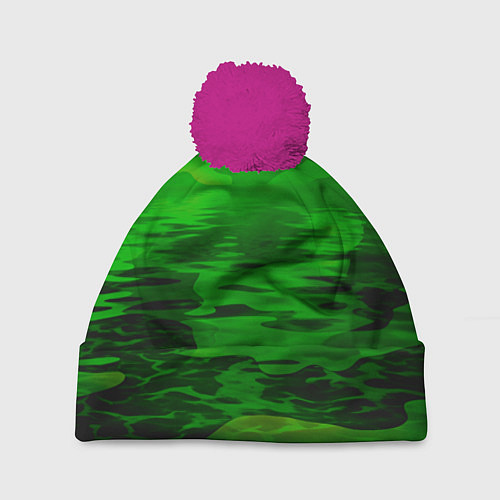 Шапка c помпоном Камуфляж с водой / 3D-Малиновый – фото 1