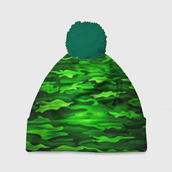Шапка c помпоном Зелёные водоросли-камуфляж
