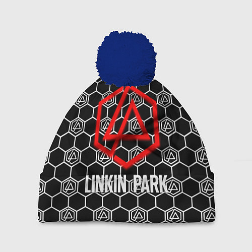 Шапка c помпоном Linkin park logo pattern / 3D-Тёмно-синий – фото 1
