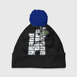 Шапка с помпоном GTA5 logo game rockstar, цвет: 3D-тёмно-синий