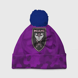 Шапка с помпоном Inter Miami logo pattern, цвет: 3D-тёмно-синий