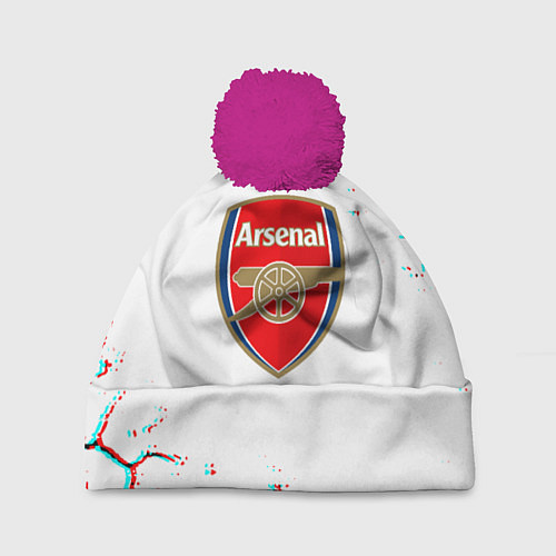 Шапка c помпоном Arsenal fc текстура / 3D-Малиновый – фото 1