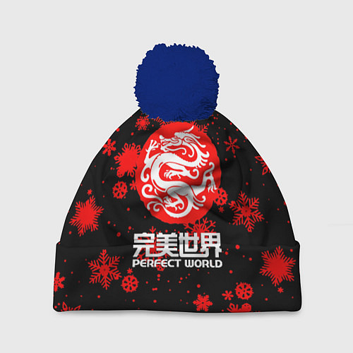 Шапка c помпоном Perfect World winter / 3D-Тёмно-синий – фото 1