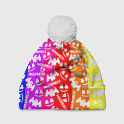 Шапка c помпоном Marshmello rainbow