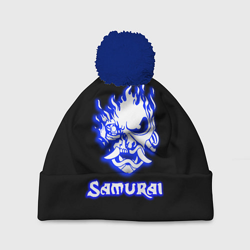 Шапка c помпоном Samurai logo ghost / 3D-Тёмно-синий – фото 1
