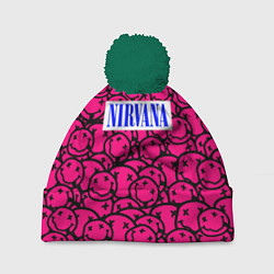 Шапка с помпоном Nirvana pink logo, цвет: 3D-зеленый