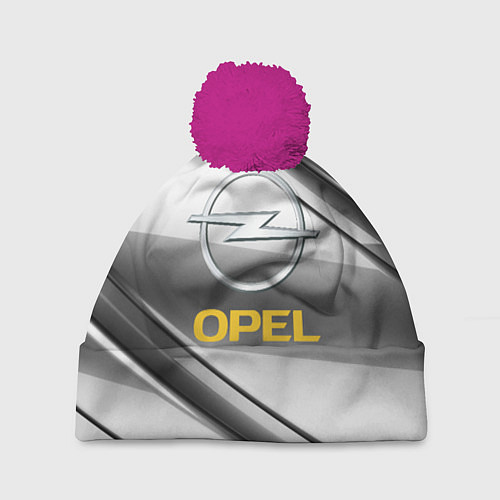 Шапка c помпоном Opel стальная геометрия / 3D-Малиновый – фото 1